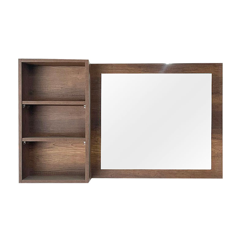Espejo Grande Madera Con Estante Repisa Vidrio Baño 52x67 Cm