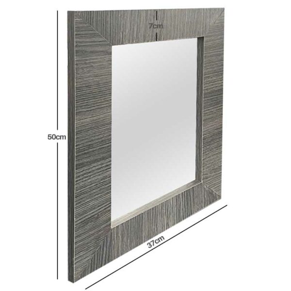 Dimensiones Espejo de 50cm x 37cm con marco roble gris de lado