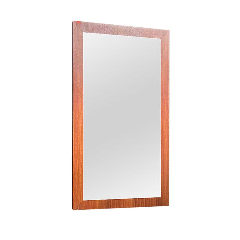 Espejo de pared rectangular con luz led y marco de madera