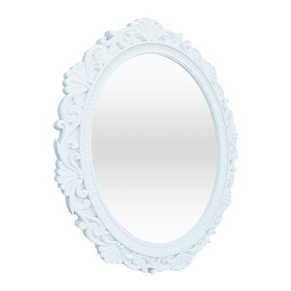 Espejo Ovalado Decorativo Marco Blanco