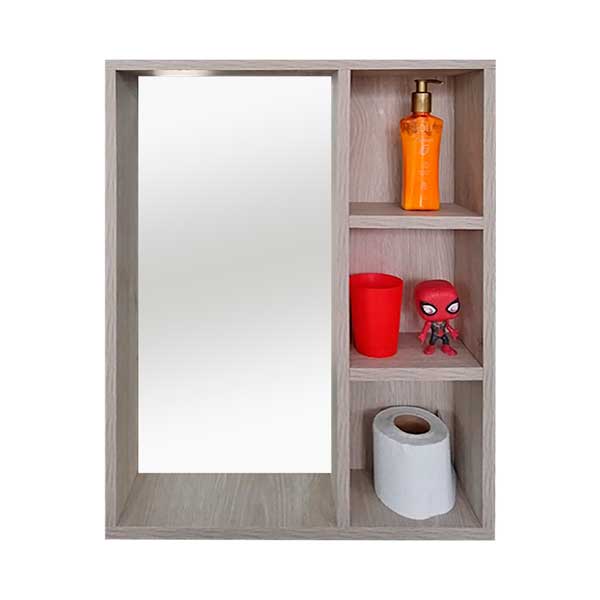 Organizador moderno con espejo para pared ceniza con crema vaso y papel higienico