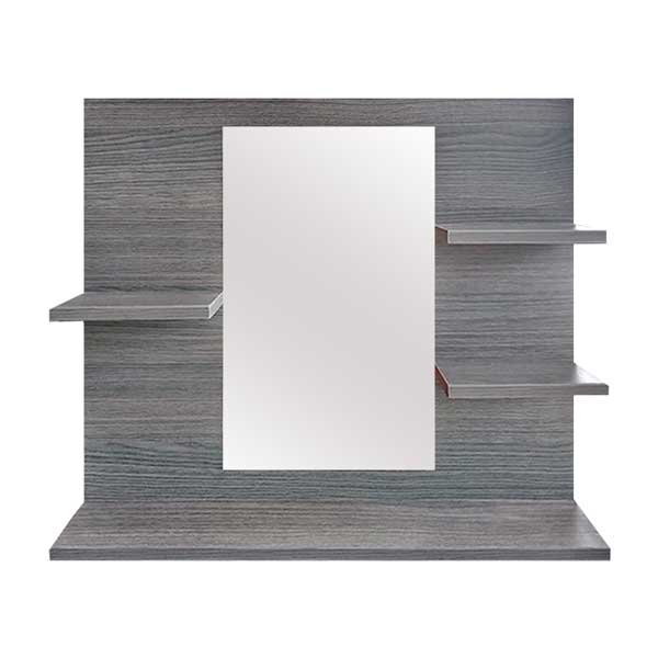 Espejo de pared con 4 repisas roble gris moderno