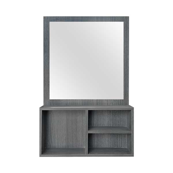 Espejo de pared con estantes trilibetia roble gris