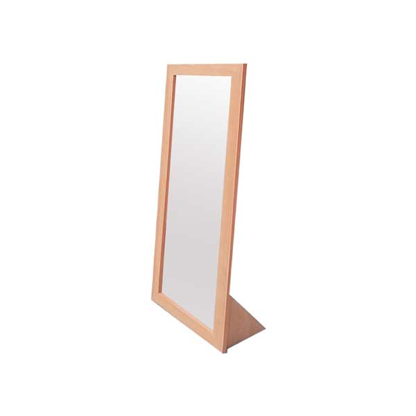 Espejo de cuerpo rectangular con soporte de pie melamina haya